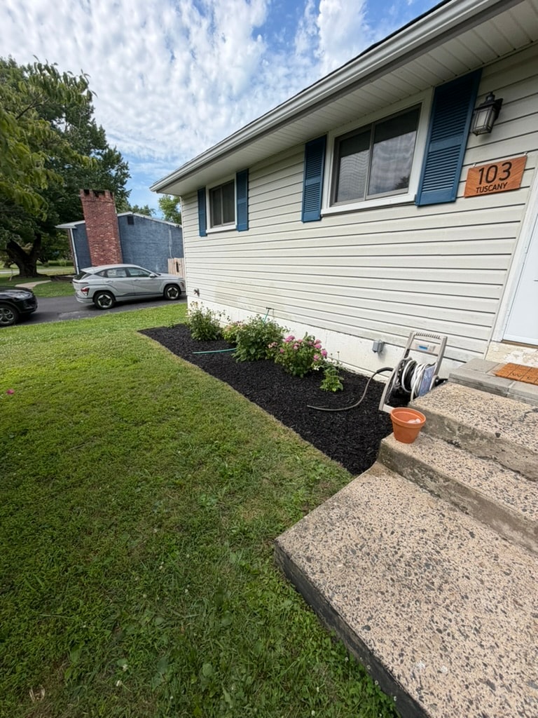 New planting bed installed along the side of a home in Aston, PA